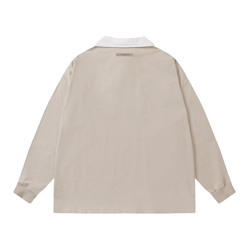 FEAR OF GOD FOG ESSENTIALS Flocked 1977 Loose Long Sleeve Polo